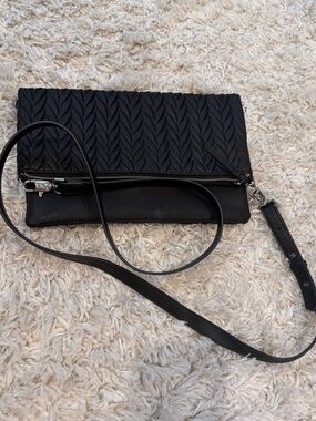 Stella & Dot Black Quilted Foldover Crossbody
